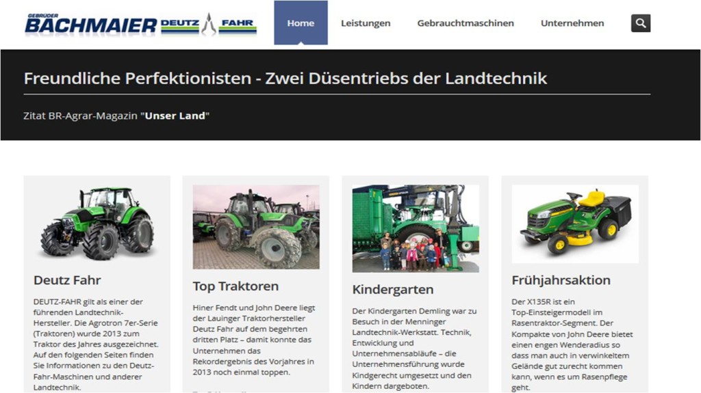 Bachmaier Landtechnik – Rasenmäher-Traktor X135R von John Deere